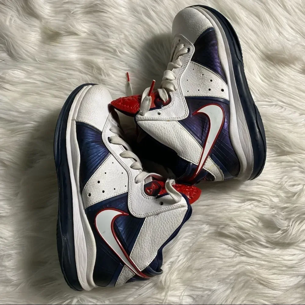 Nike Lebron VIII Independence Day White Blue Red  415238-100 Sneakers 7Y EUR 40